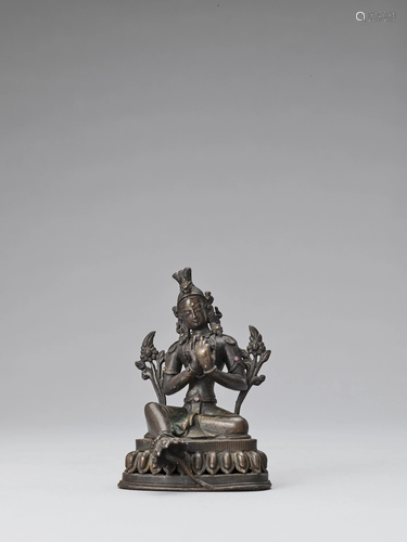 A BRONZE FIGURE OF GREEN TARA, 18TH-19TH CENTURY