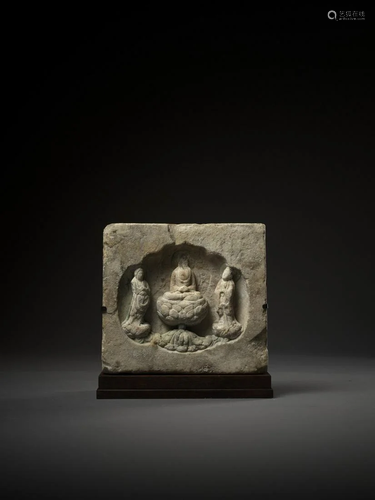 A WHITE MARBLE BUDDHIST STELE,