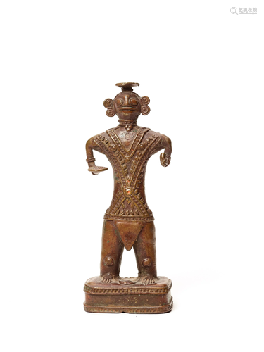 A UNIQUE BATAR BRONZE GODDESS WITH KHAPPAR