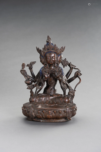 A COPPER ALLOY BRONZE FIGURE OF PRATISARA