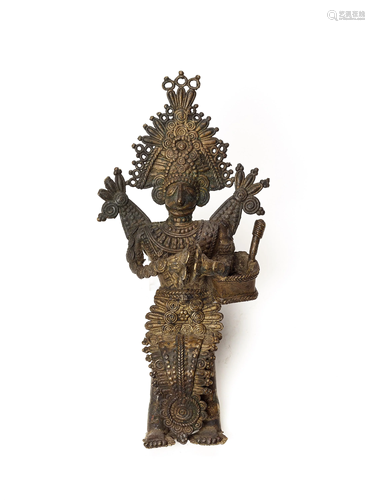 A FABULOUS BASTAR BRONZE GODDESS WITH CYMBAL