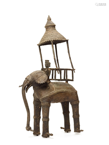 A BASTAR BRONZE OF ELEPHANT WITH HOWDAH