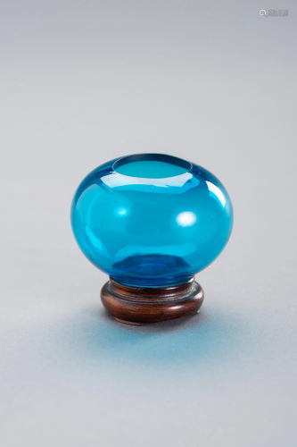 A BLUE PEKING GLASS BRUSHWASHER WITH GUANGXU M…