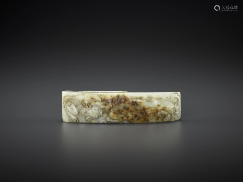 AN ARCHASITIC JADE SCABBARD SLIDE WITH DRAGON