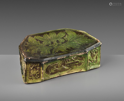 A GREEN-GLAZED CIZHOU 'PEONY' PILLOW, SONG TO JIN