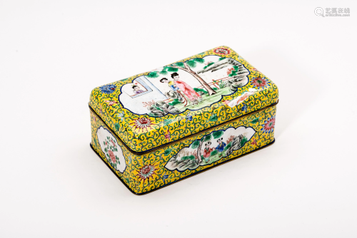 CANTON ENAMEL TEA CADDY