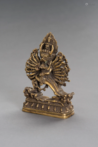 A TIBETAN BRONZE FIGURE OF YAMANTAKA