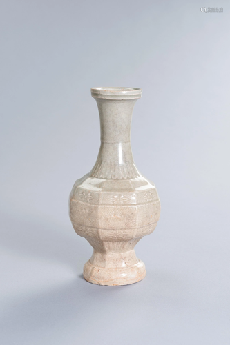 AN OCTAGONAL QINGBAI PORCELAIN VASE, YUAN