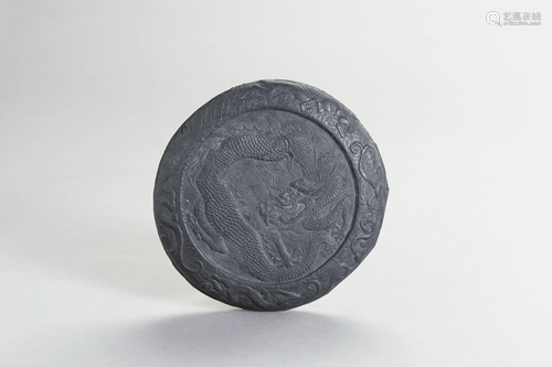 CHINESE INK STONE DEPICTING A FIVE CLAWED DRAGON