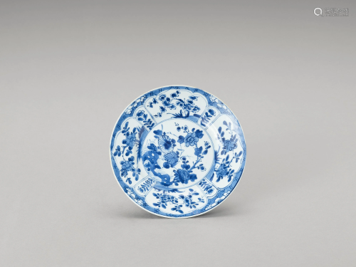 A 'FLORAL' BLUE AND WHITE PORCELAIN DISH