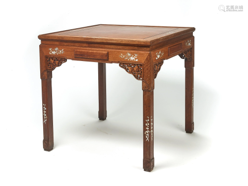 AN INLAID CHINESE SQUARE TABLE, LATE QING DYNASTY