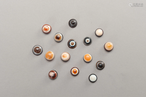 FIVETEEN TIBETAN AGATE EYE CABOCHONS