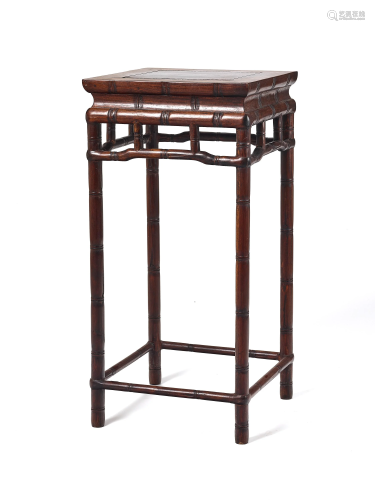 A CHINESE HARDWOOD 'BAMBOO' HIGH TABLE, LATE QING