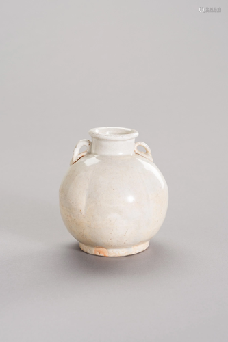 A MELON-SHAPED, WHITE-GLAZED CERAMIC JARLET