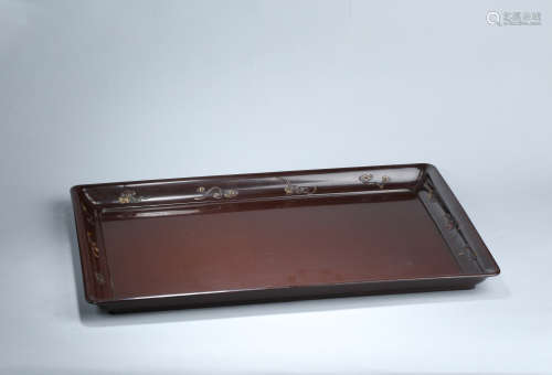昭和时期  木胎漆器云蝠纹茶盘2个