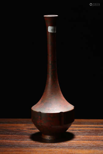 昭和时期  铜铸长颈花瓶