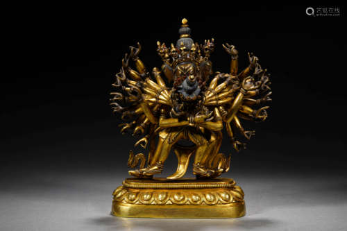 A GILT BRONZE  BUDDHA STATUE