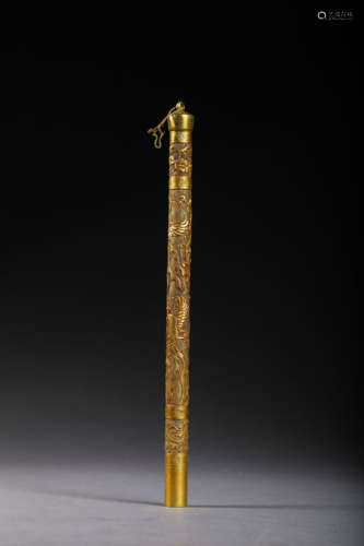 A GILT BRONZE BRUSH STICK