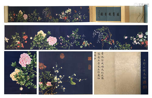 A CHINESE HORIZONTAL PAINTING HAND SCROLL