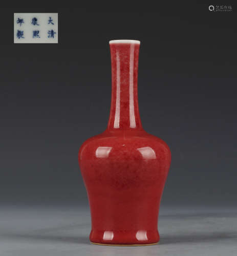 A ROUGH RED GLAZE PORCELAIN ZUN