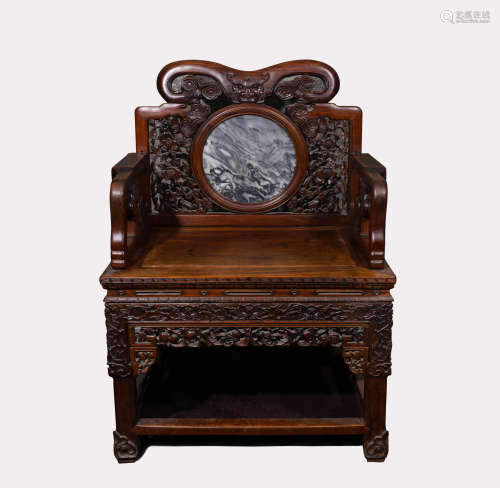 A QING DYNASTY RED HARDWOOD GRAND MASTER CHAIR