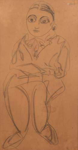 SANYU (1901-1966) Femme à la lecture Encre sur papier, inscr...