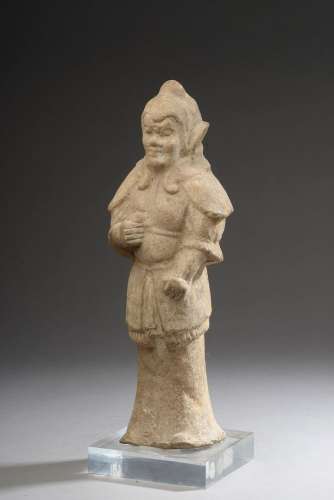 CHINE - Époque TANG (918-907).Statuette en terre cuite de gu...