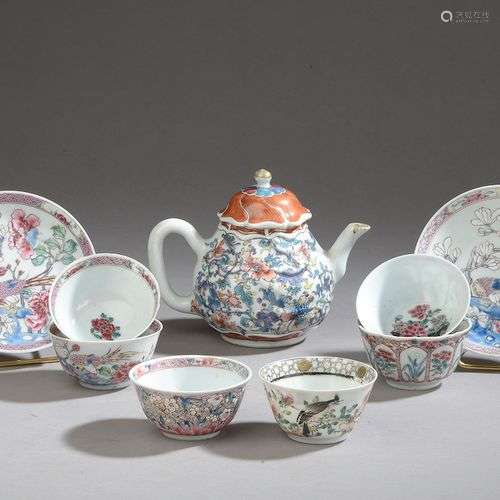 CHINE - XVIIIe siècle.Six sorbets en porcelaine à décor émai...