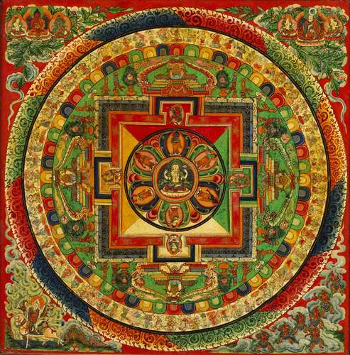 Mandala de Sadaksari-Lokeshvara Tibet ca 19° siècle Bois pol...