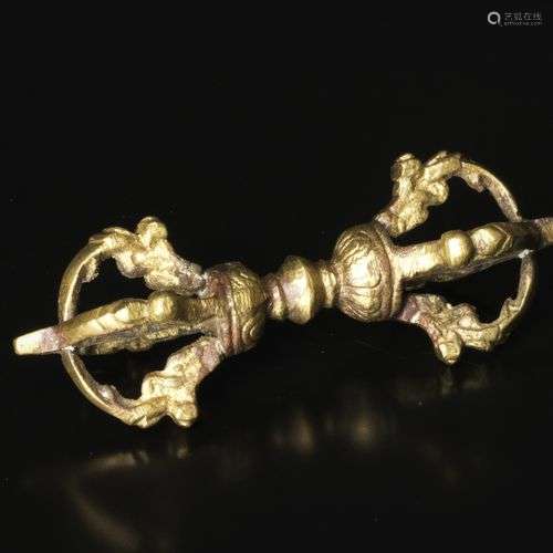 Vajra à cinq pointes Tibet Alliage cuivreux. L. 9 cm