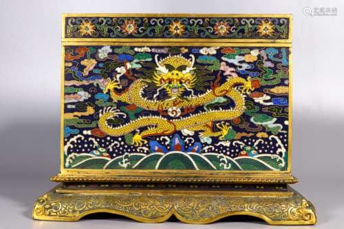 A CLOISONNE BRONZE BOX FOR LARGE SEAL