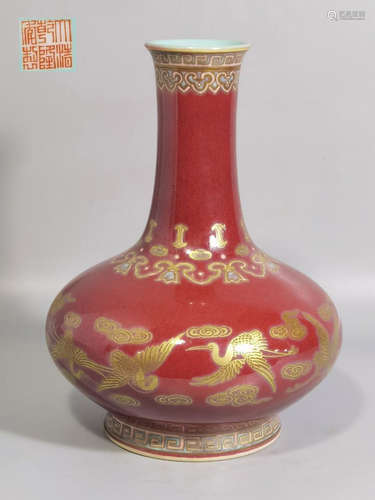 A RED ROUGE GLAZED PORCELAIN VASE