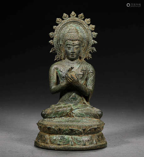 A BRONZE  SEATED BUDDHA STATUE