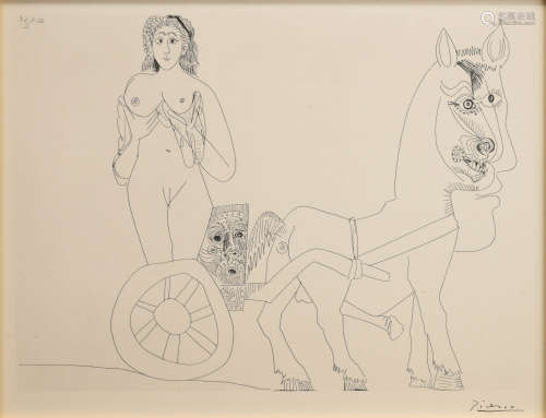 畢加索 女人與馬 版畫