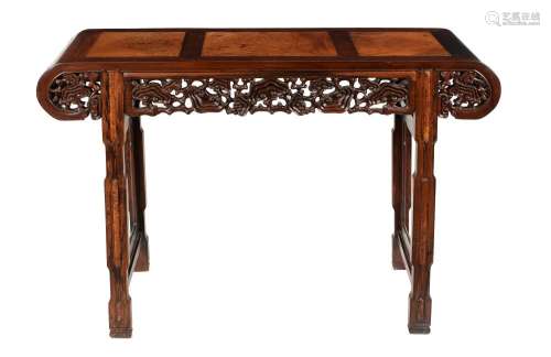A rosewood and boxwood table. China, 20th century. H. 82.5 c...