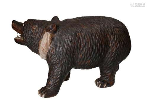 Two painted earthenware black bears. Marked with seal mark S...