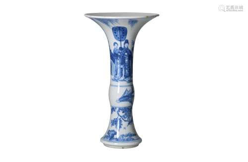 A blue and white porcelain Gu shaped vase, decorated with co...