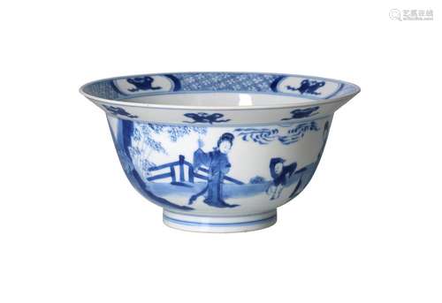 A blue and white porcelain 'klapmuts' bowl, decorated with L...