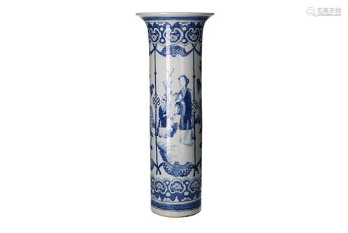 A blue and white porcelain beaker vase in Kangxi style, deco...