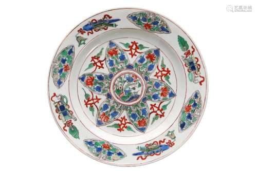 A famille verte porcelain dish, decorated with flowers and a...