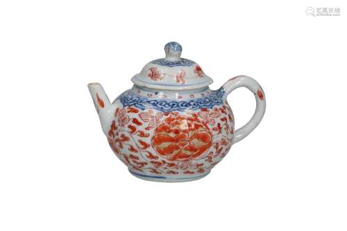 An Imari porcelain teapot, decorated with flowers. Unmarked....