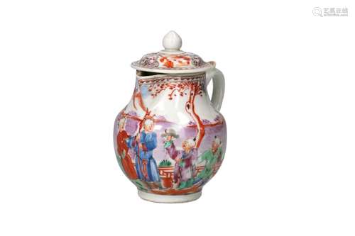 A polychrome porcelain jug. Unmarked. China, Qianlong. H. 12...