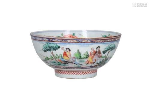 An 'Amsterdams bont' porcelain bowl, decorated with a Wester...