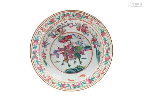 A famille rose porcelain wash bowl, decorated with bamboo, f...