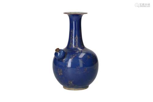 A powder blue porcelain ghendi with gilt decor of flowers an...