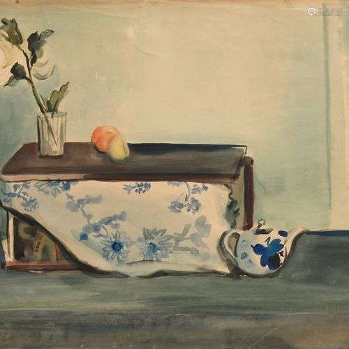 ECOLE RUSSE DES ANNEES 1940 Nature morte Aquarelle sur papie...