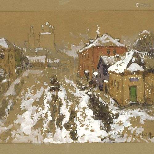 GORBATOV Konstantin (1876-1945) Hiver à Pskov Aquarelle, cra...