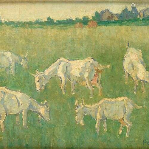 PORTNOFF MICHEL (1885-1978) Les Chèvres blanches Huile sur c...