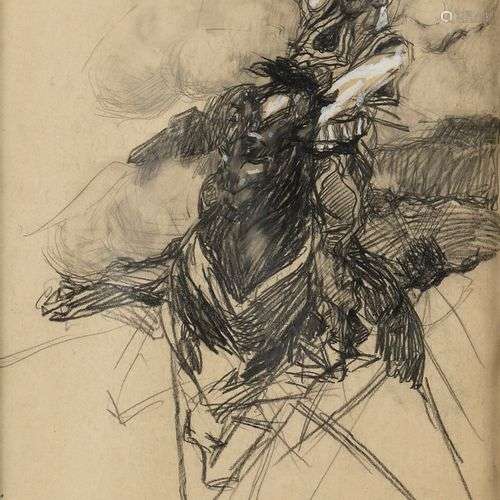 EZUCHEVSKI MIKHAIL (1880-1928) Cavalier Gouache et crayon su...