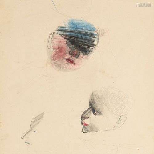 LABAS ALEXANDRE (1900-1983) Esquisse de quatre têtes Crayon ...